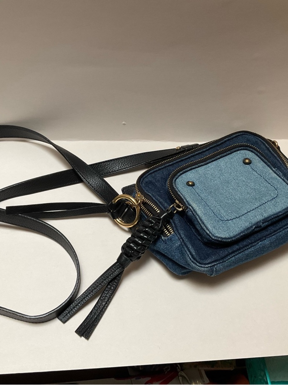 See by Chloé Patti Camera Bag Denim Blue & Black Crossbody Blue Jeans top handle - Picture 16 of 16